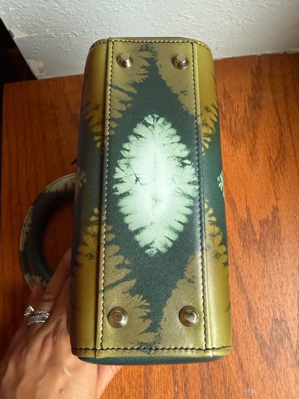 Christian Dior Mini Lady Dior Green Tie Dye Calfskin 2020 Crossbody Bag + Strap - Picture 6 of 16